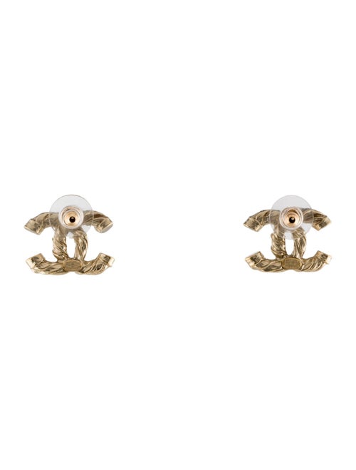 Chanel Faux Pearl & Resin CC Stud Earrings