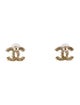 Chanel Faux Pearl & Resin CC Stud Earrings