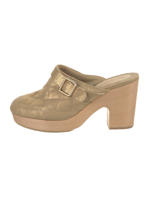 Chanel Interlocking CC Logo Suede Mules
