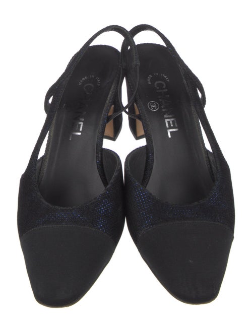 Chanel Interlocking CC Logo Grosgrain Trim Slingback Pumps