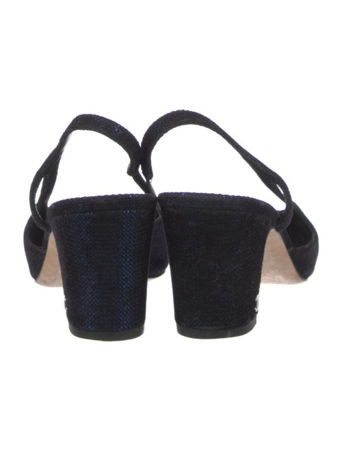 Chanel Interlocking CC Logo Grosgrain Trim Slingback Pumps