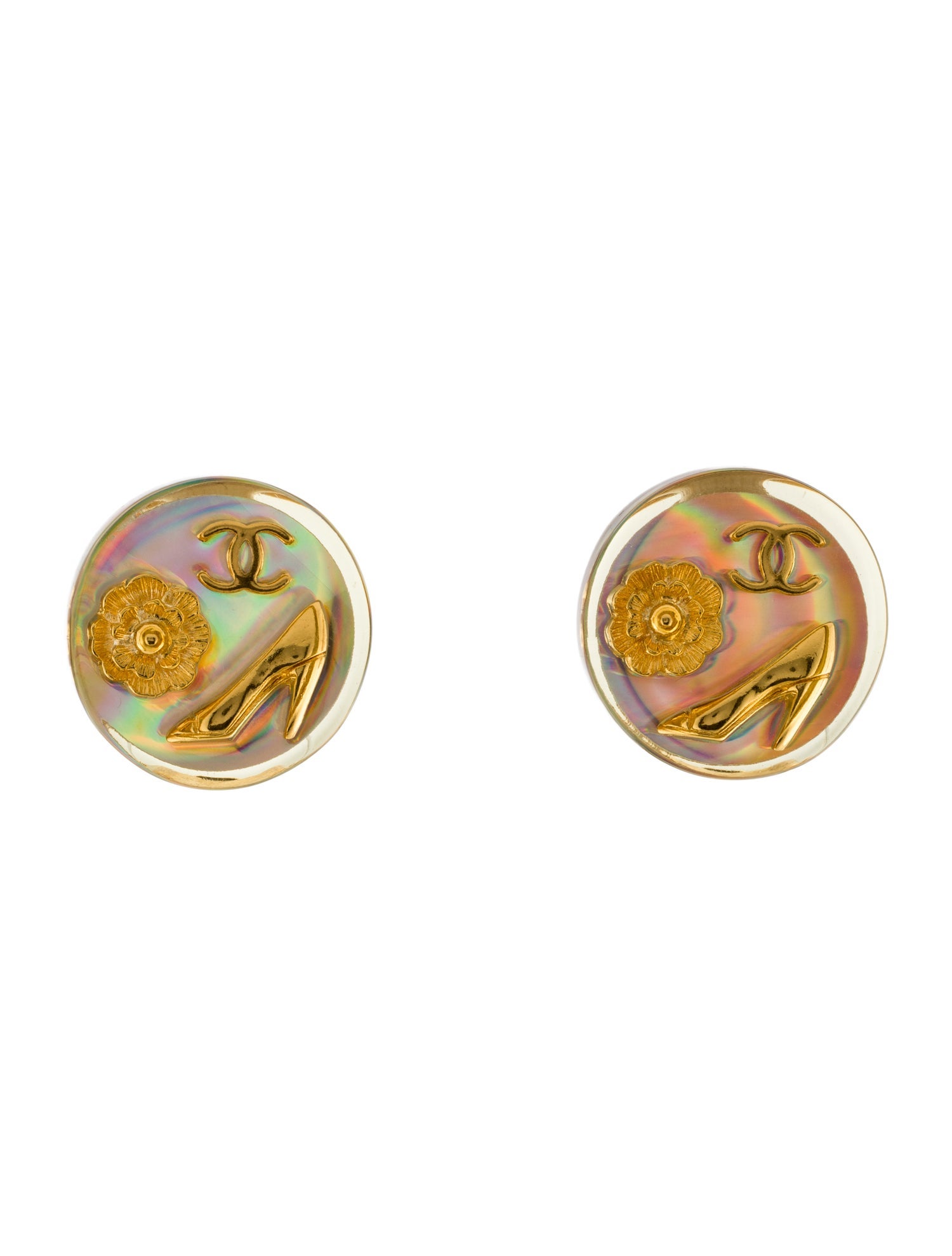 Chanel Vintage Hologram CC Clip-On Earrings