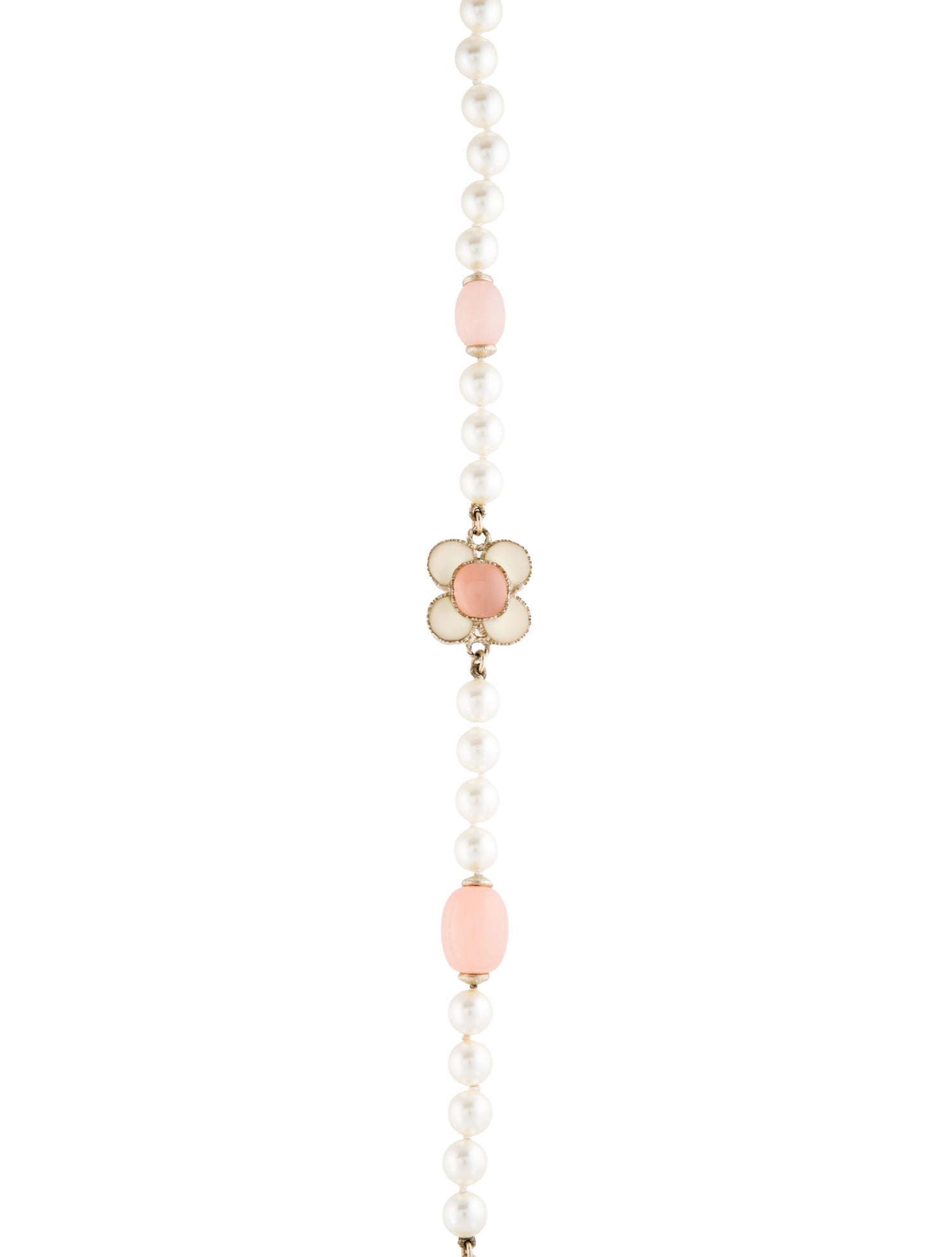 Chanel Faux Pearl & Resin CC Long Station Necklace