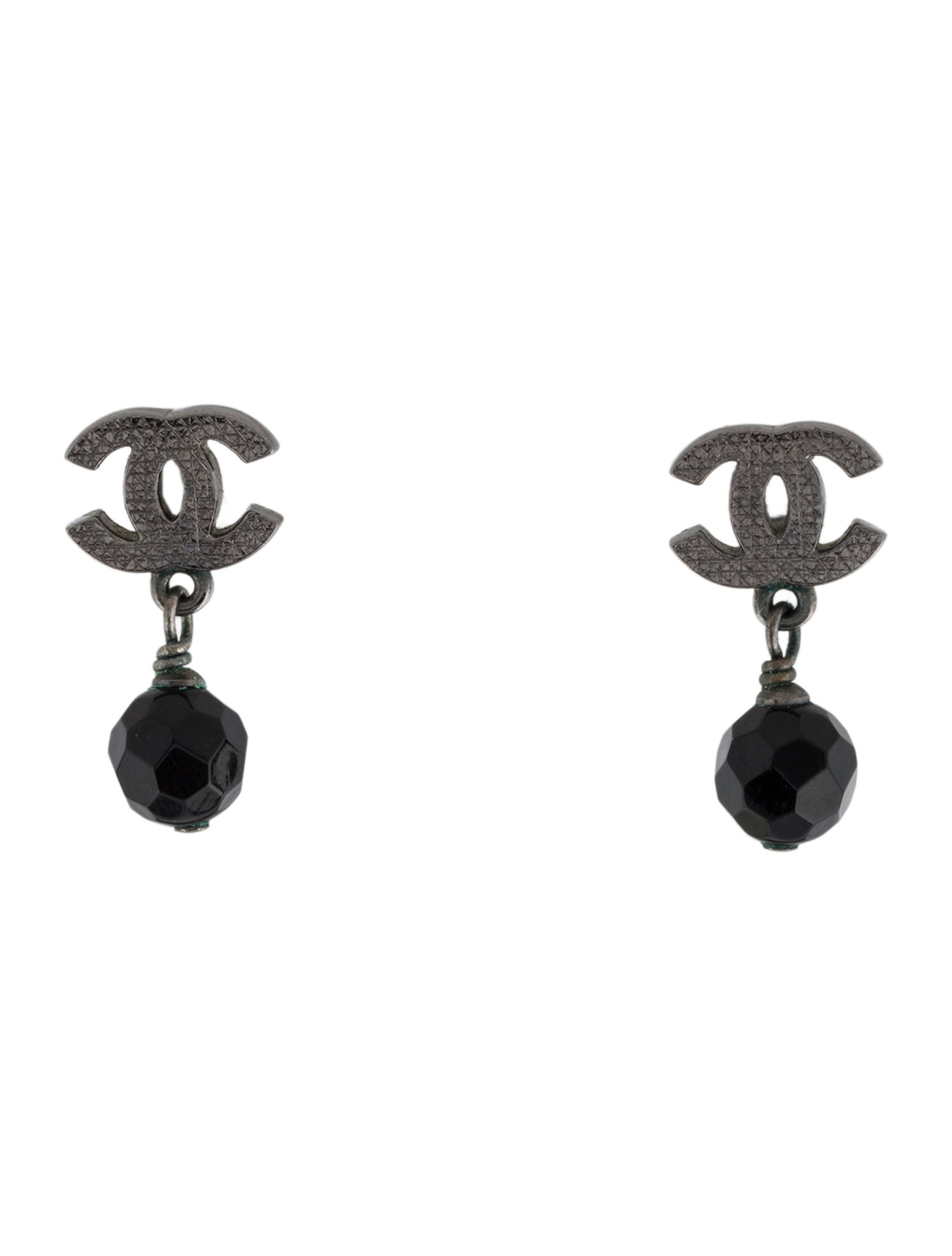 Chanel Glass CC Drop Earrings