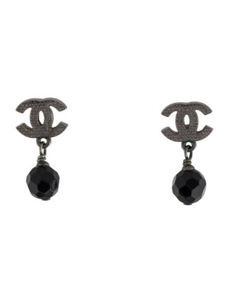 Chanel Glass CC Drop Earrings