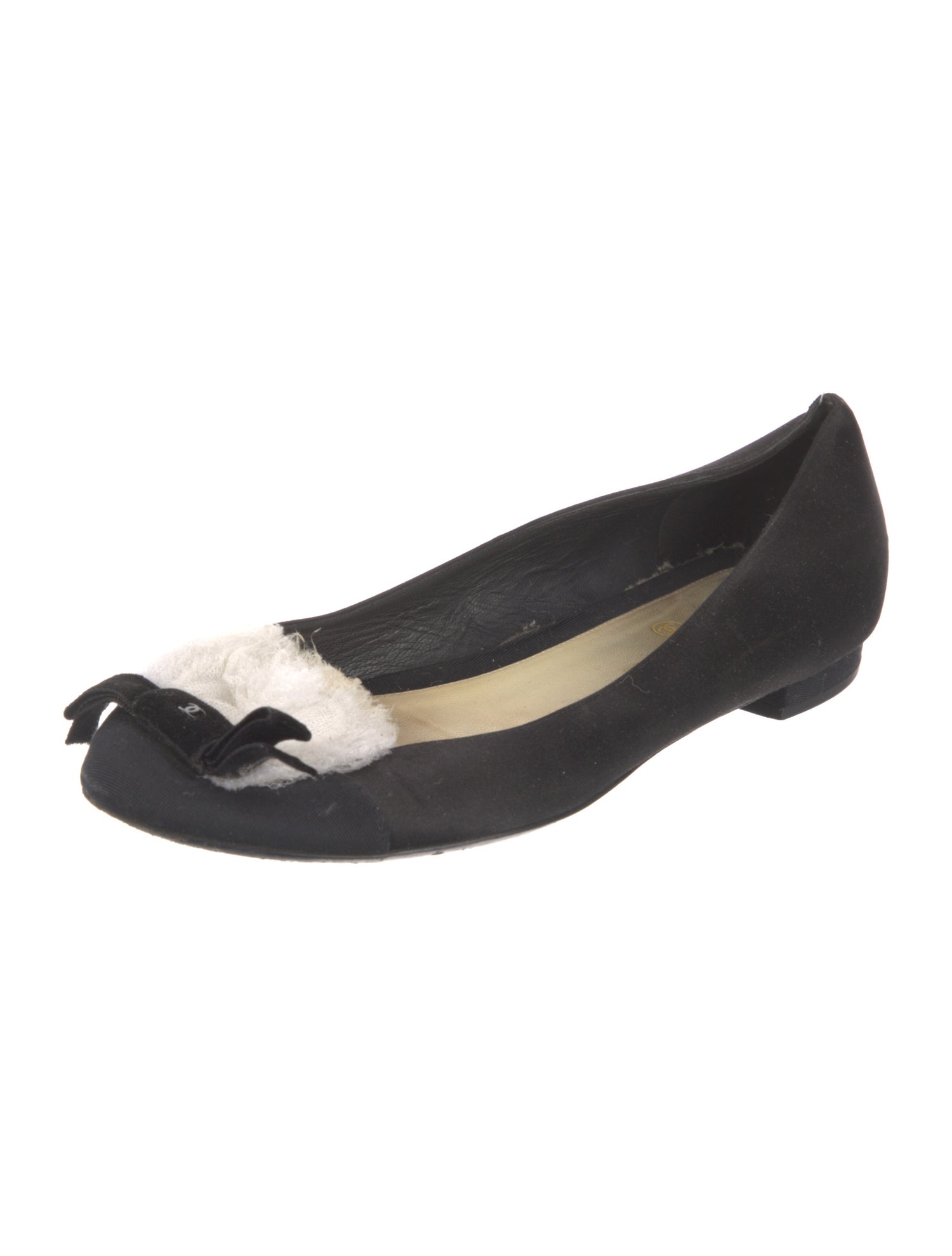 Chanel Interlocking CC Logo Satin Flats