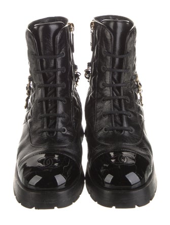 Chanel 2022 Interlocking CC Logo Combat Boots