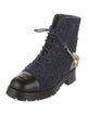 Chanel Interlocking CC Logo Tweed Combat Boots