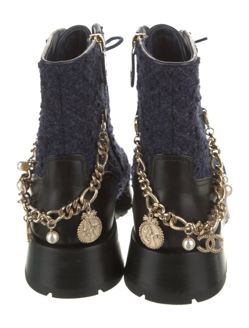 Chanel Interlocking CC Logo Tweed Combat Boots