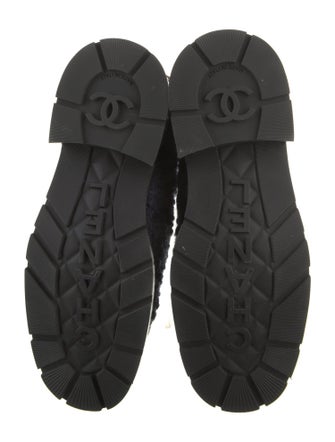 Chanel Interlocking CC Logo Tweed Combat Boots