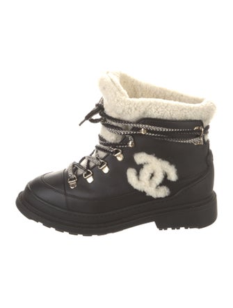 Chanel 2019 Interlocking CC Logo Lace-Up Boots