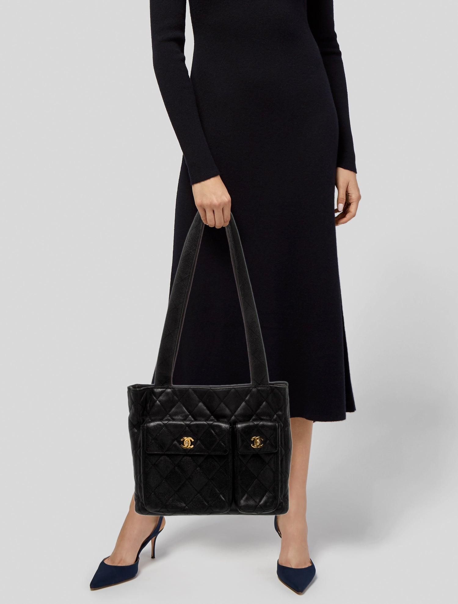 Chanel Quilted Double Pocket Tote