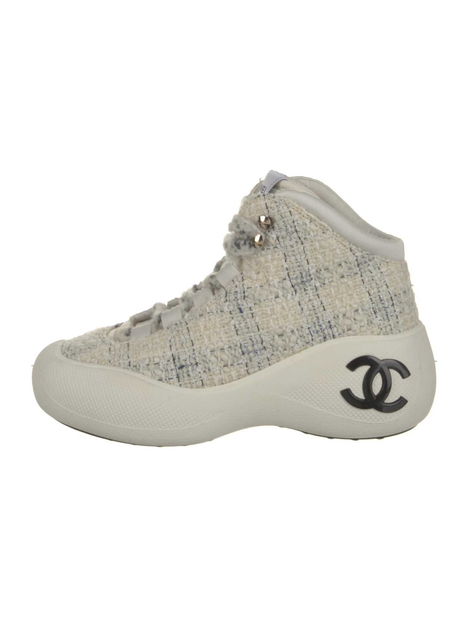 Chanel Interlocking CC Logo Tweed Sneakers