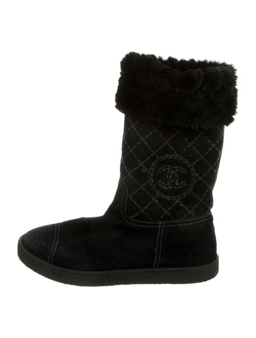 Chanel Interlocking CC Logo Suede Boots