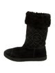 Chanel Interlocking CC Logo Suede Boots