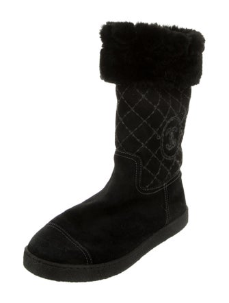 Chanel Interlocking CC Logo Suede Boots