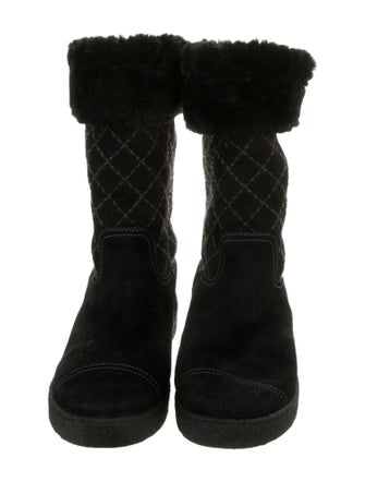 Chanel Interlocking CC Logo Suede Boots