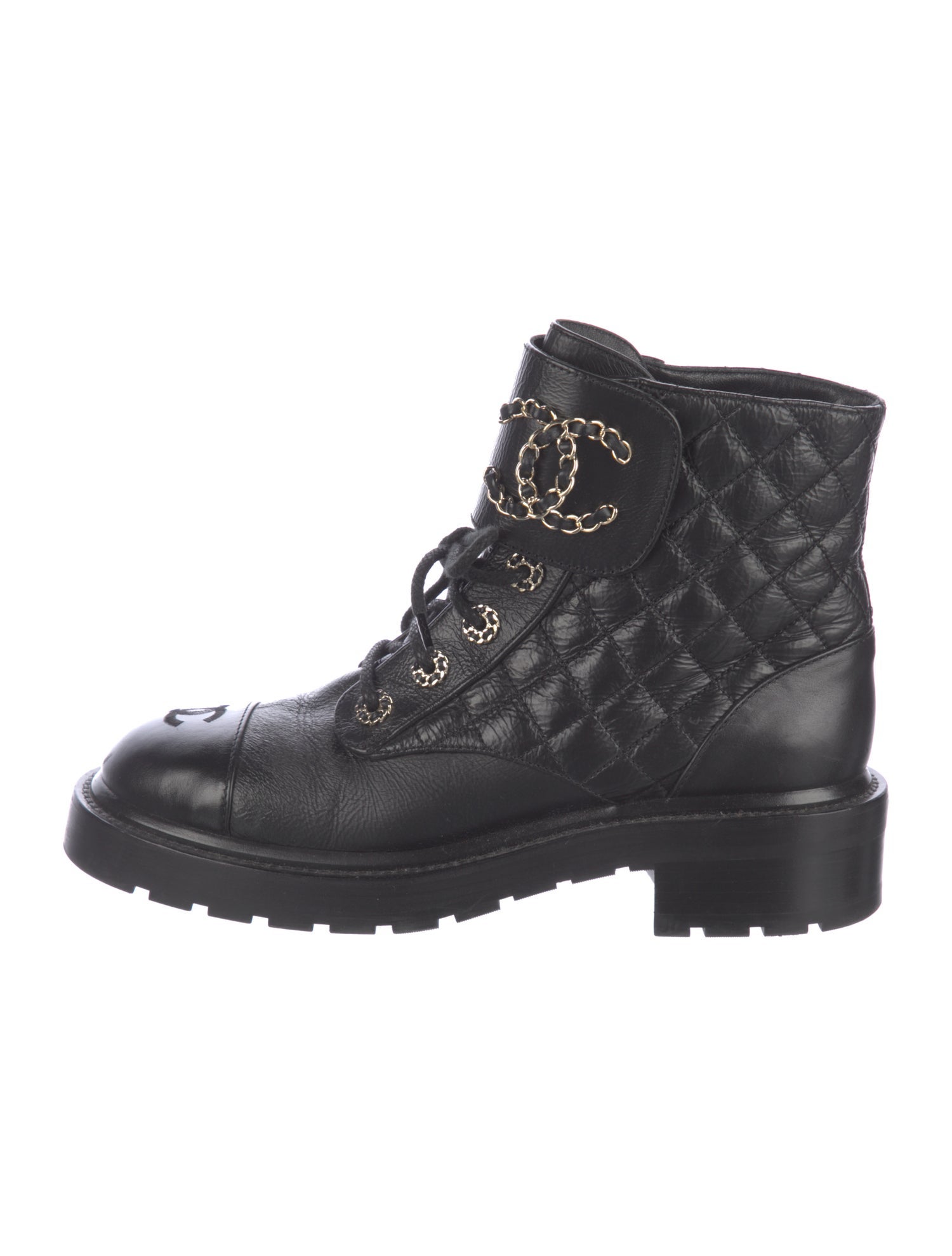 Chanel 2020 Interlocking CC Logo Combat Boots
