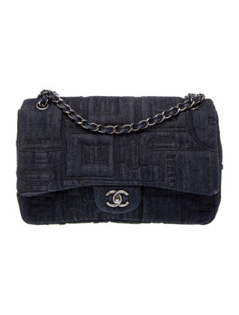 Chanel Denim Perfume Embroidered Jumbo Flap Bag