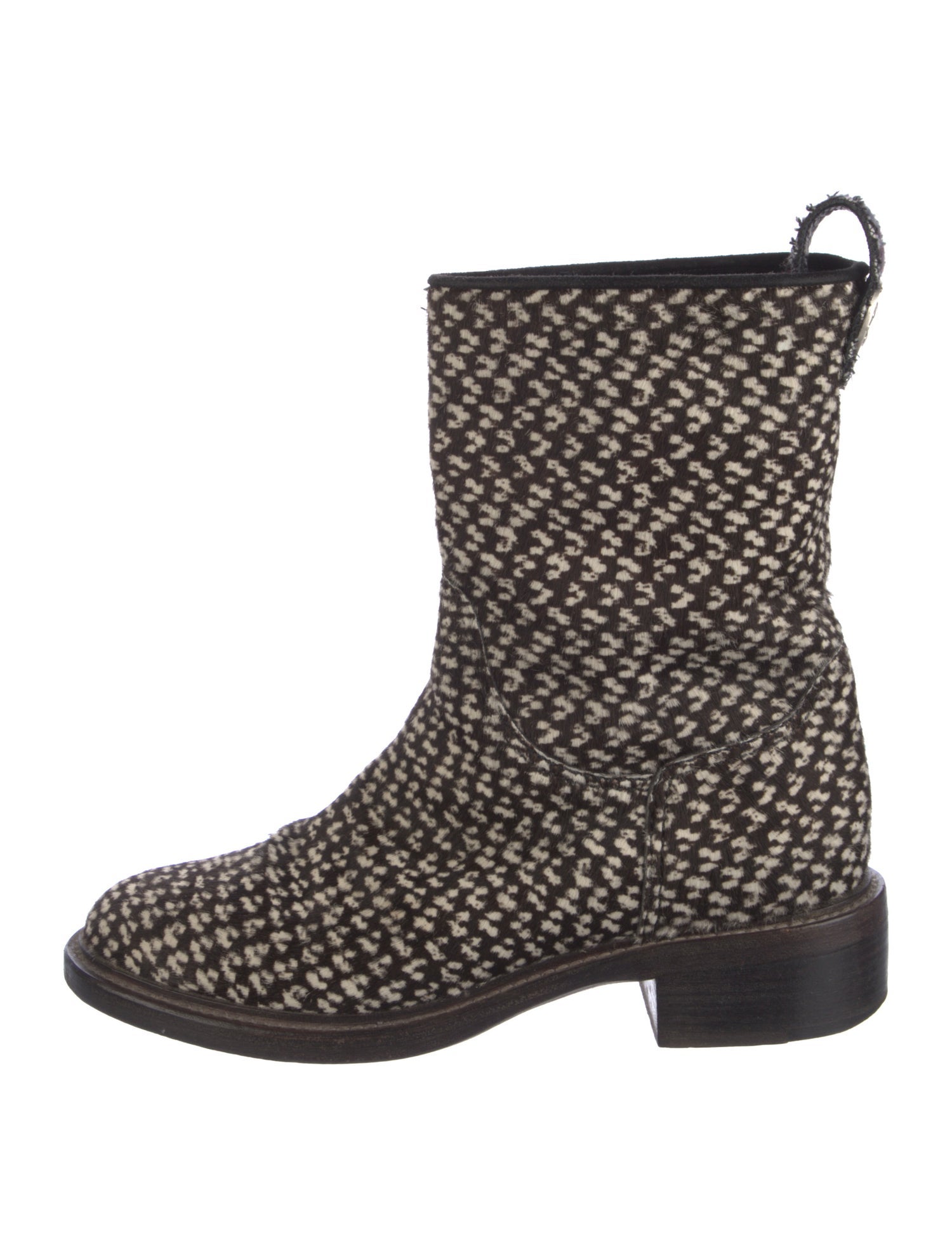 Chanel Interlocking CC Logo Ponyhair Moto Boots