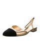 Chanel Interlocking CC Logo Leather Slingback Flats