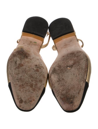 Chanel Interlocking CC Logo Leather Slingback Flats