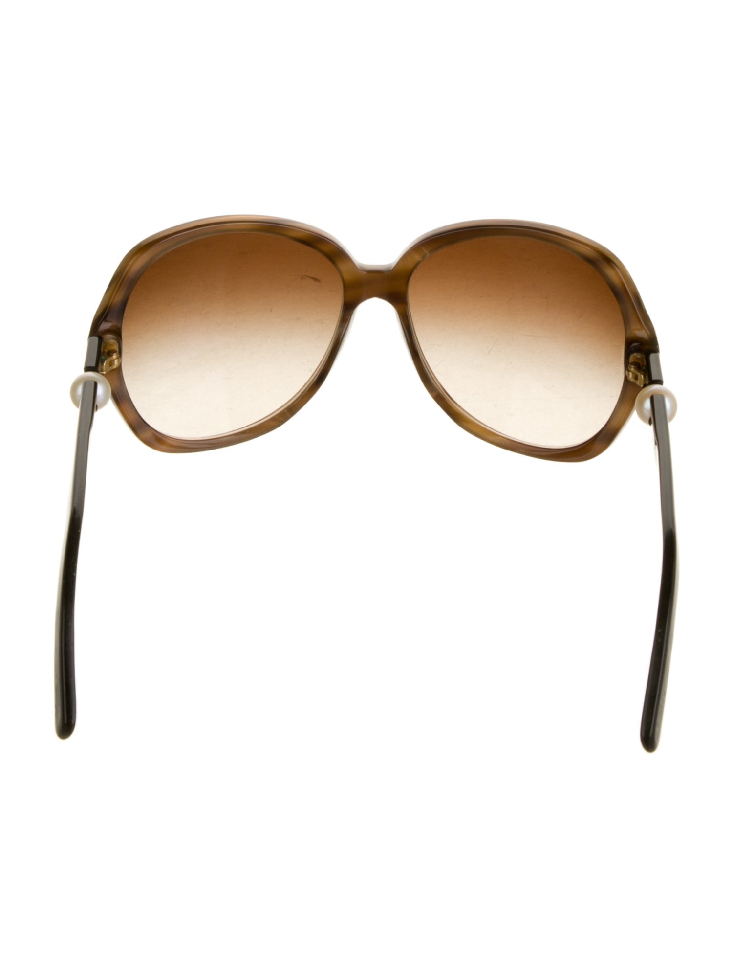 Chanel Faux Pearl Tortoiseshell Oversize Interlocking CC Logo Sunglasses