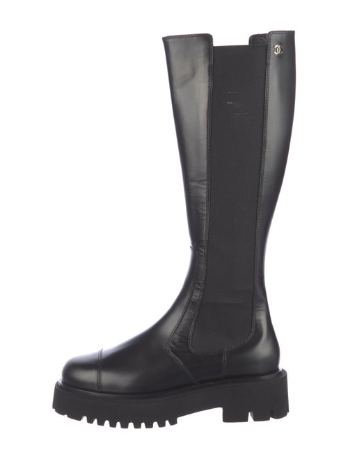 Chanel Interlocking CC Logo Leather Rain Boots