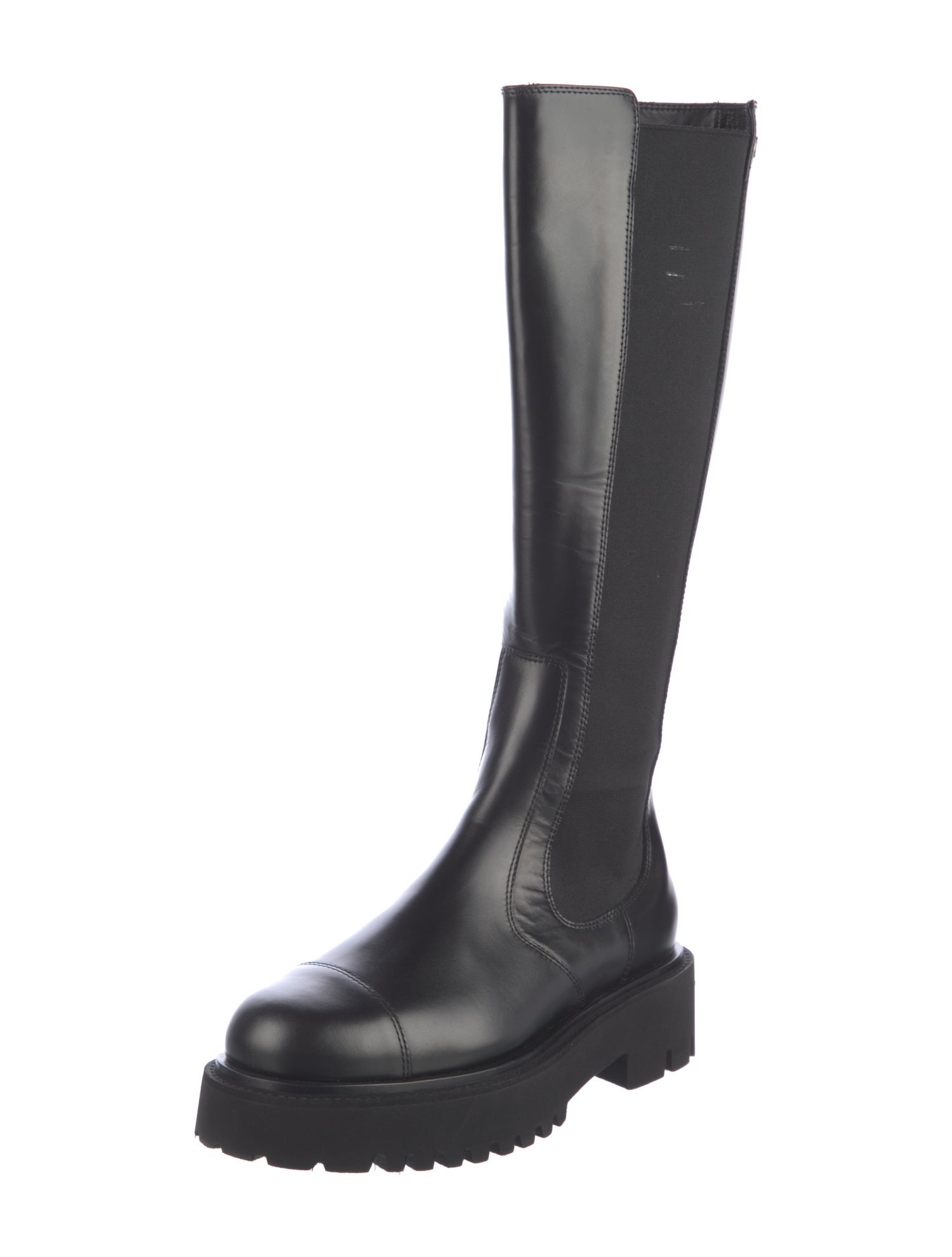 Chanel Interlocking CC Logo Leather Rain Boots