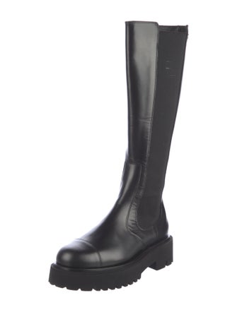 Chanel Interlocking CC Logo Leather Rain Boots