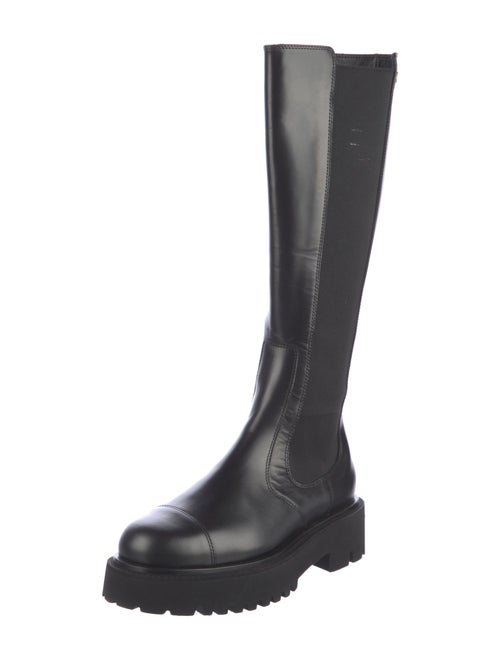 Chanel Interlocking CC Logo Leather Rain Boots