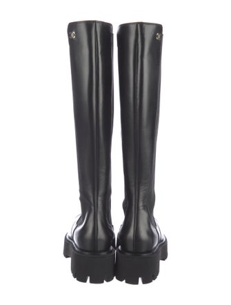 Chanel Interlocking CC Logo Leather Rain Boots