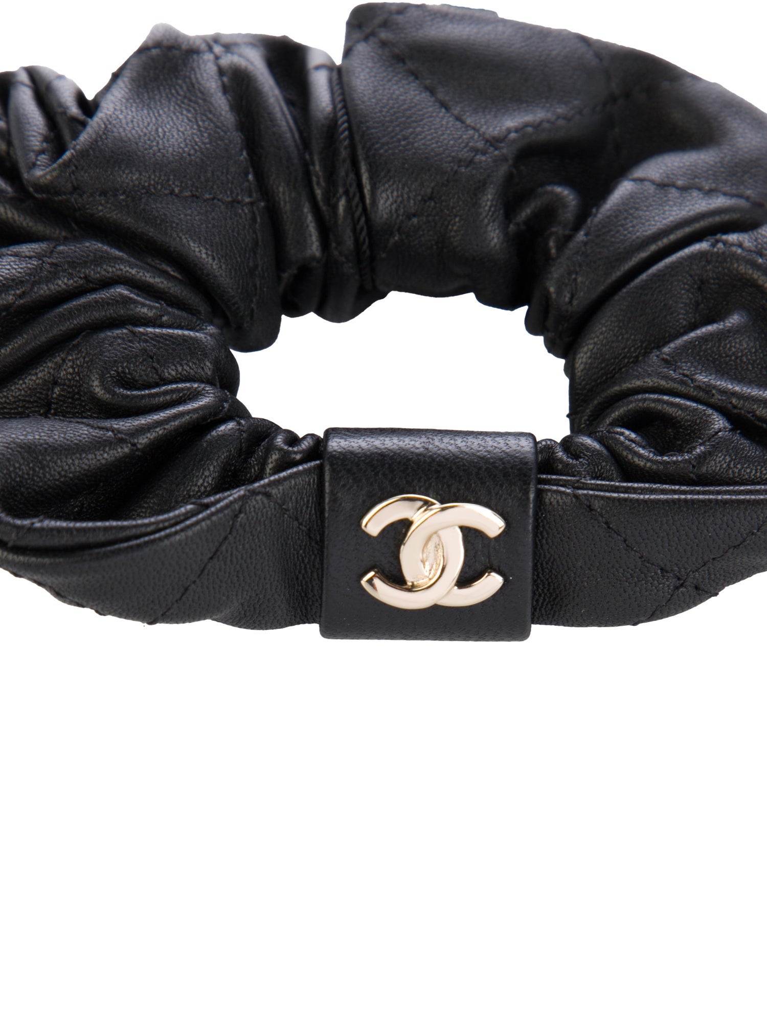 Chanel Leather CC Hair Scrunchie w/Tags
