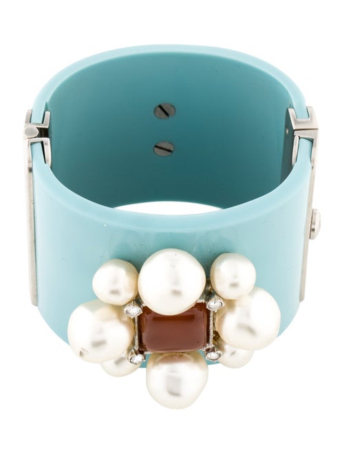 Chanel Faux Pearl, Resin & Strass Hinged Cuff