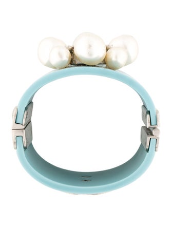 Chanel Faux Pearl, Resin & Strass Hinged Cuff