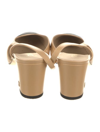 Chanel Interlocking CC Logo Leather Slingback Pumps