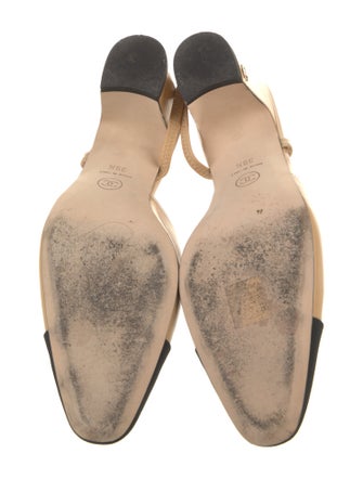 Chanel Interlocking CC Logo Leather Slingback Pumps