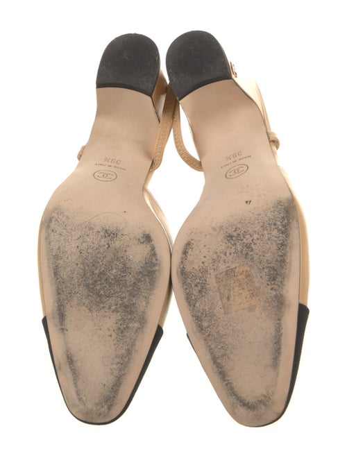 Chanel Interlocking CC Logo Leather Slingback Pumps