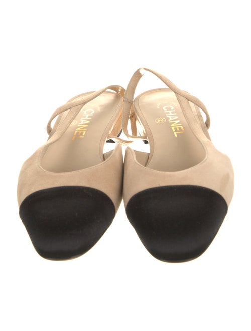 Chanel Interlocking CC Logo Suede Slingback Flats
