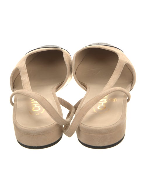 Chanel Interlocking CC Logo Suede Slingback Flats