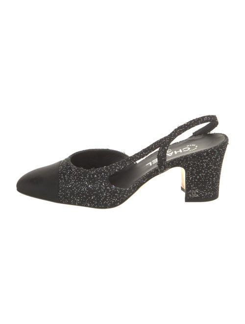 Chanel Interlocking CC Logo Tweed Slingback Pumps