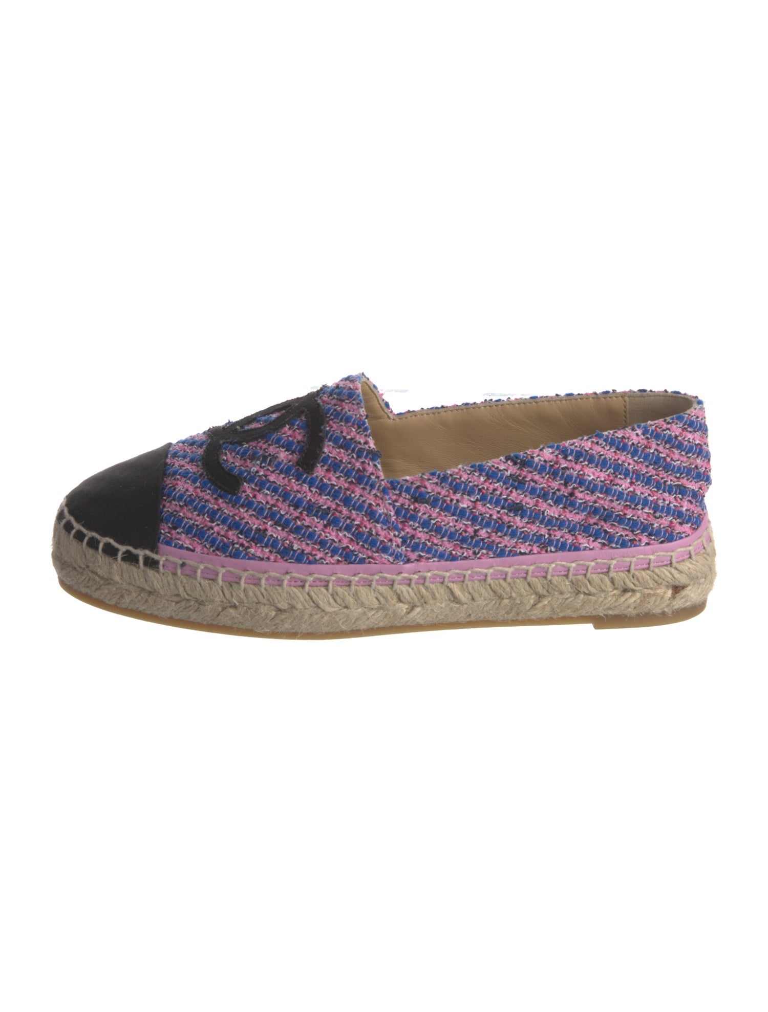 Chanel Interlocking CC Logo Tweed Espadrilles