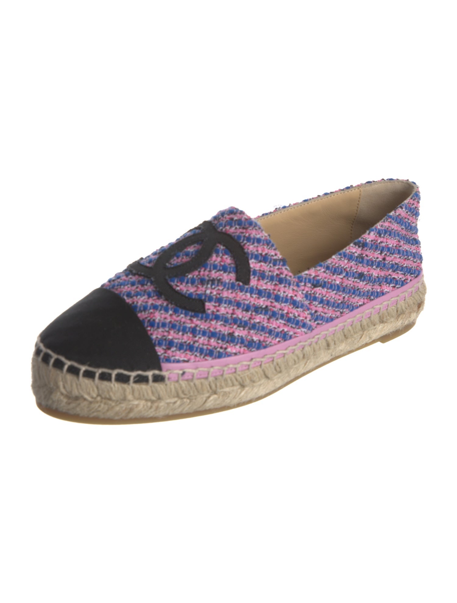 Chanel Interlocking CC Logo Tweed Espadrilles