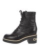 Chanel Interlocking CC Logo Leather Lace-Up Boots