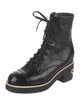 Chanel Interlocking CC Logo Leather Lace-Up Boots
