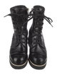 Chanel Interlocking CC Logo Leather Lace-Up Boots