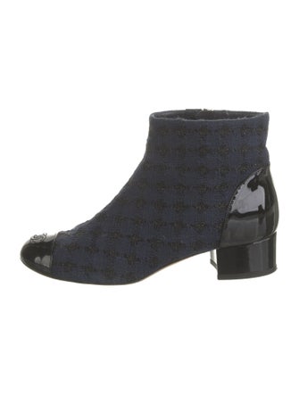 Chanel Interlocking CC Logo Tweed Boots