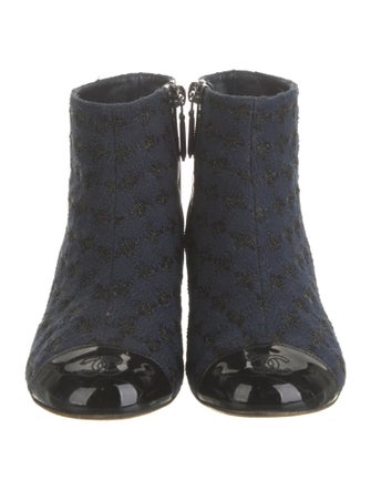 Chanel Interlocking CC Logo Tweed Boots
