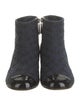 Chanel Interlocking CC Logo Tweed Boots