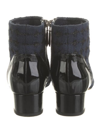 Chanel Interlocking CC Logo Tweed Boots